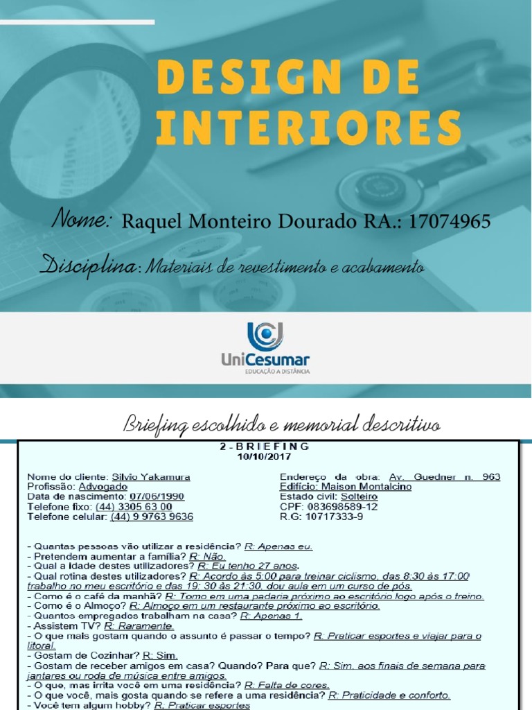 Memorial Descritivo de Materiais Design | PDF | Roupas | Madeira