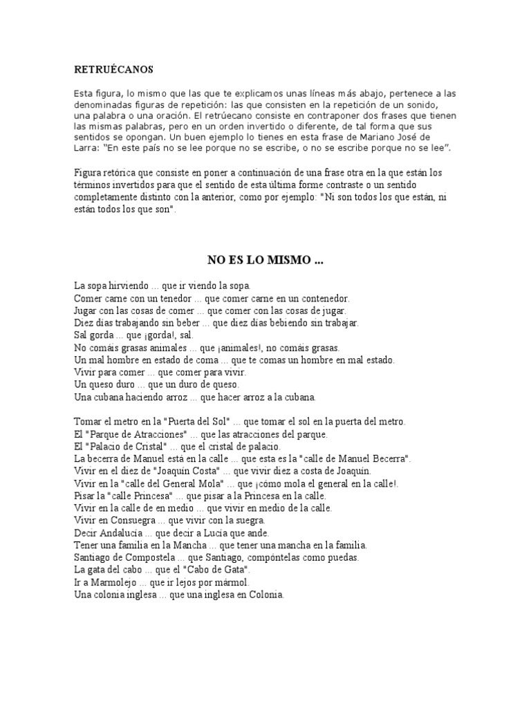 Ejemplos de Retruécano en Literatura | PDF