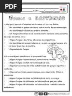 Avaliação sobre Microrganismos - 4º Ano | PDF | Bactérias | Microrganismo