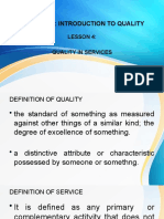 Chapter 1: Introduction To Quality: Lesson 4: Quality in Services