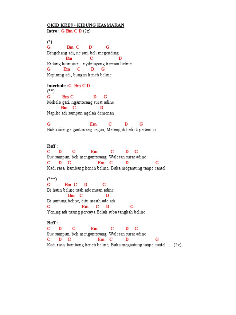 Chord Lagu Cinta dan Kenangan | PDF