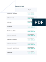 Exames Laboratórios Preços Comparativos