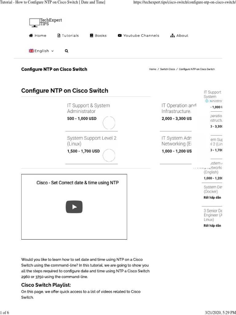 Tutorial How To Configure NTP On Cisco Switch (Date and Time) PDF