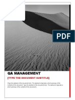 Qa Management: (Type The Document Subtitle)