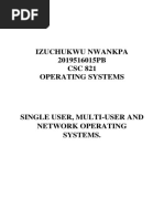 Single User, Multi-User and Network Os, Izuchukwu Nwankpa, 2019516015PB