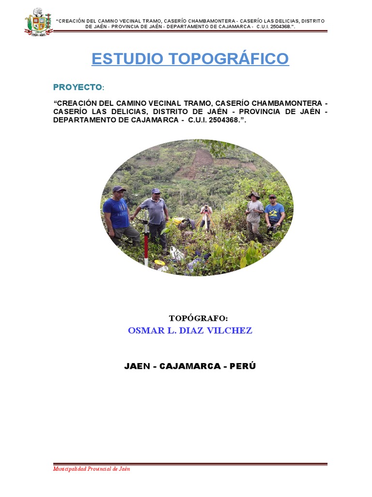 Camino Vecinal Chambamontera-Las Delicias | PDF | Topografía | Diseño ...