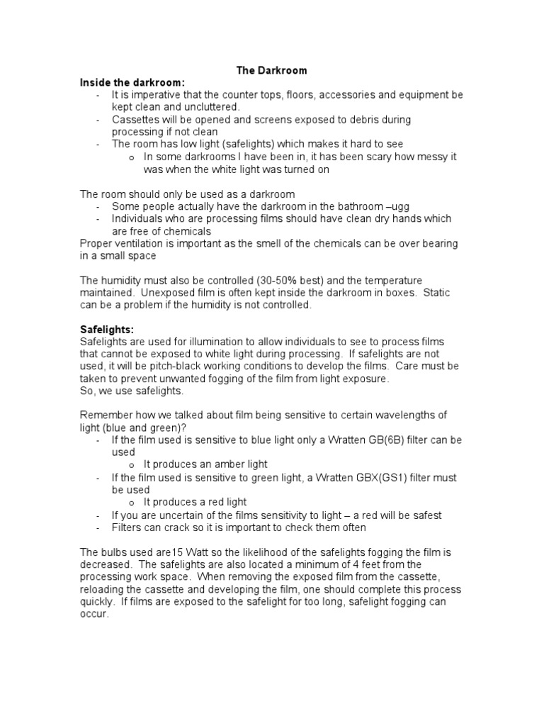 Lecture 4 The Darkroom PDF Chemical Substances Chemistry