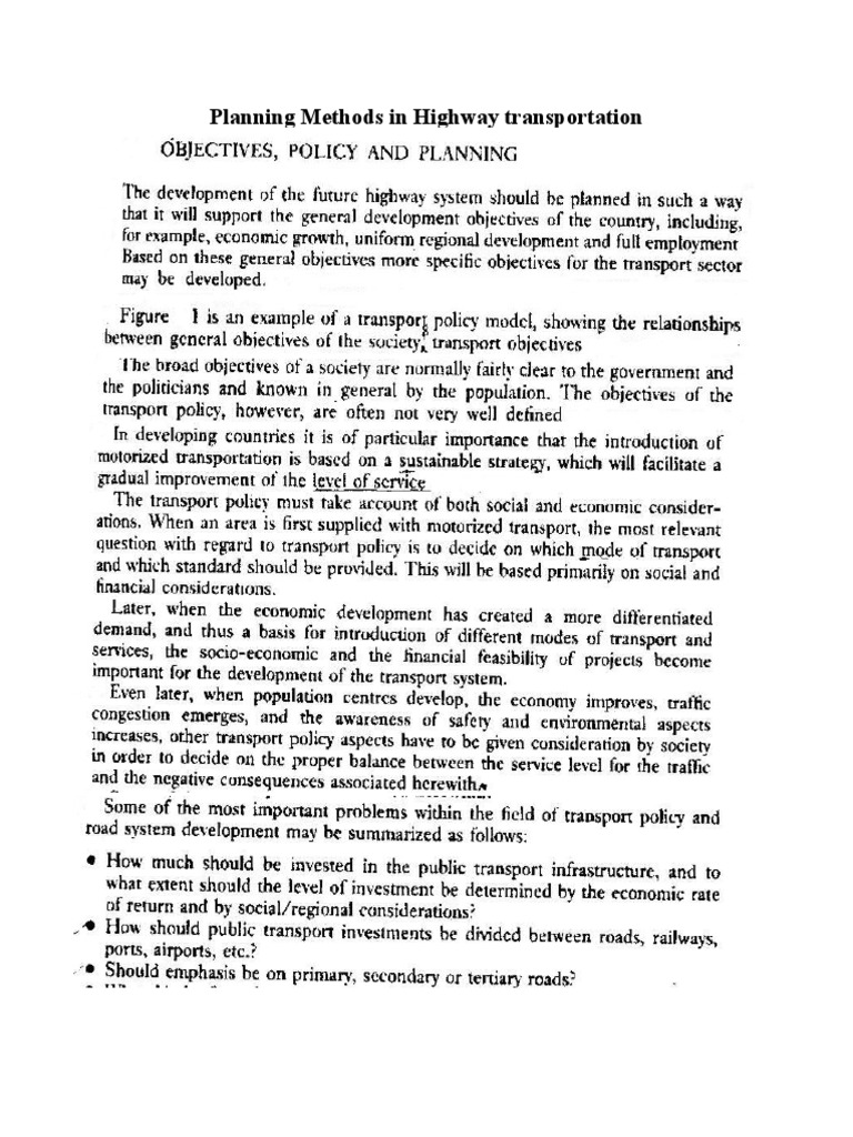 Planning Methods in Highway Transportation | PDF | Business ...