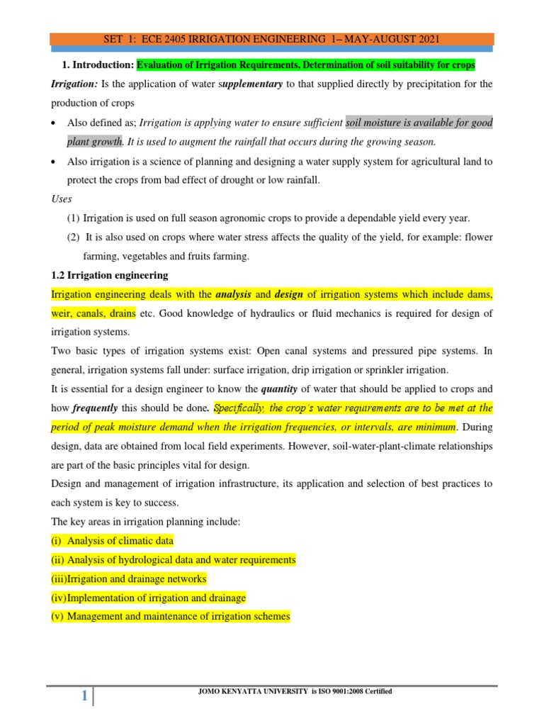 Irrigation Engineering Overview and Challenges | PDF | Soil | Porosity
