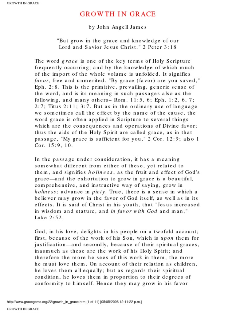 Growing in Grace and Holiness | PDF | Sanctification | Grace In ...