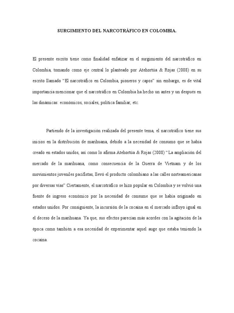 Surgimiento Del Narcotráfico en Colombia | PDF | Comercio ilegal de ...