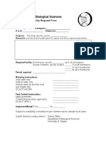 Department of Biological Sciences: Plant Growth Facility Request Form