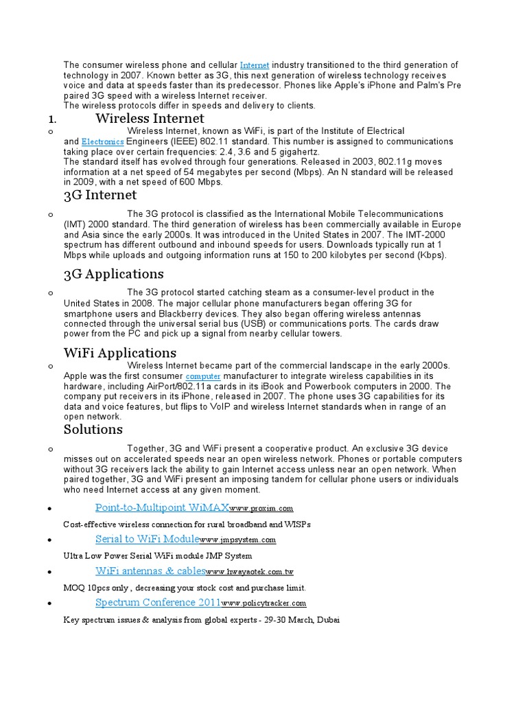The Consumer Wireless Phone and Cellular | PDF | 3 G | Mobile ...