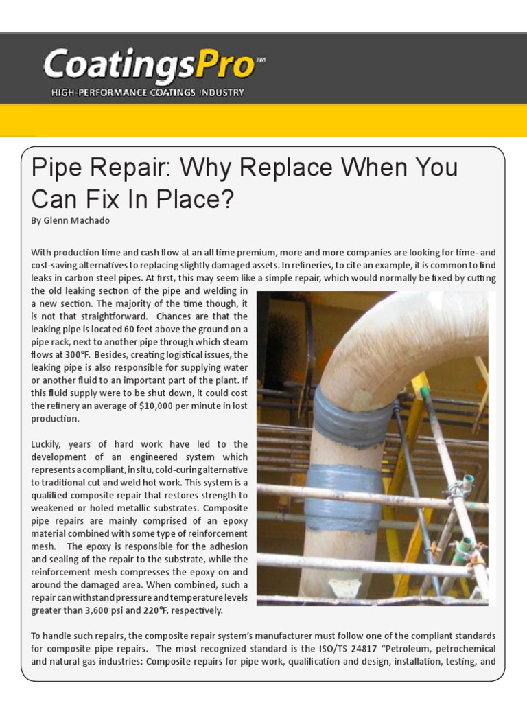 An InDepth Explanation of Certified Composite Pipe Repairs as a Cost