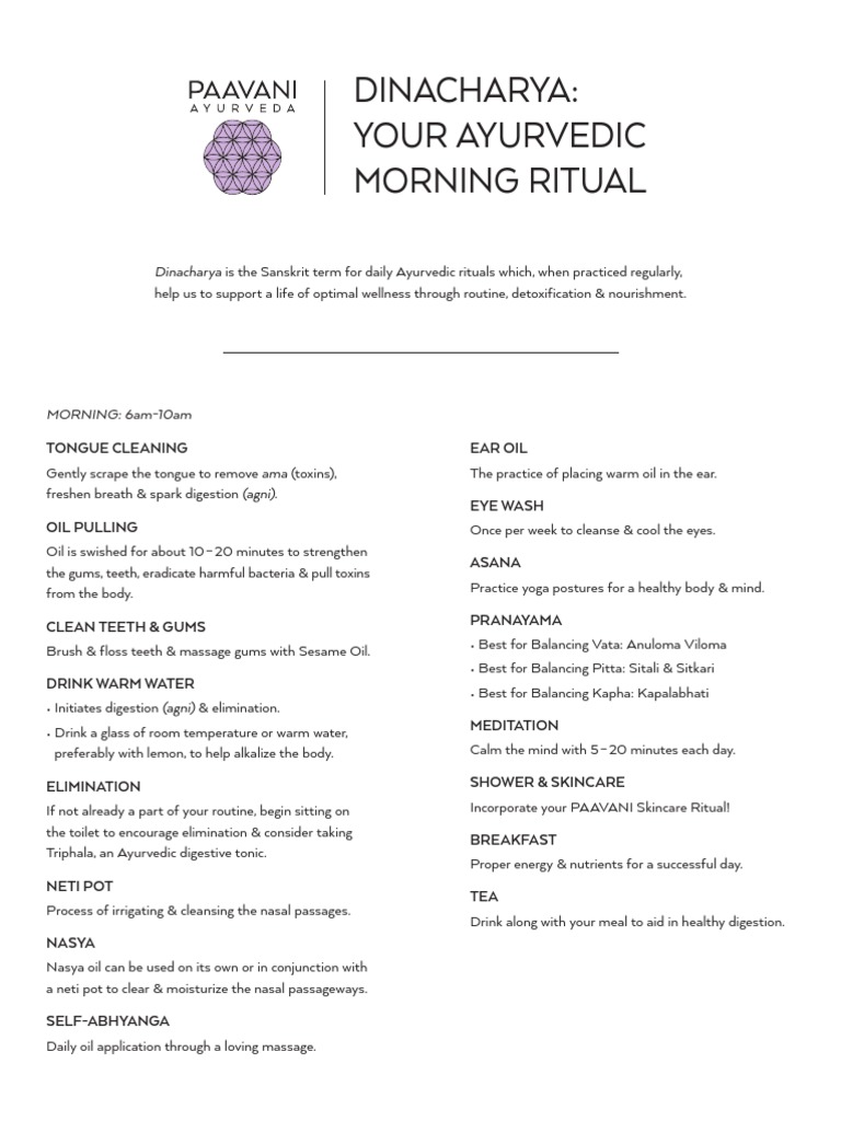 Dinacharya 8 28 19 | PDF | Ayurveda
