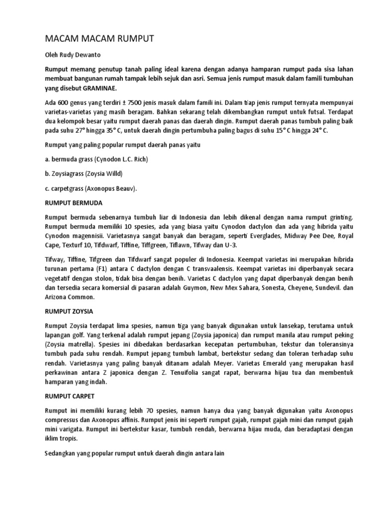 03 Macam Macam Rumput | PDF | Griya & Taman | Sains & Matematika