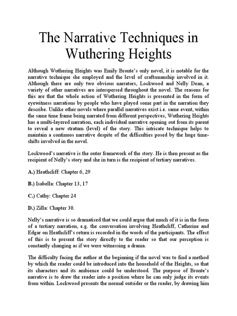 Wuthering Heights Techniques , Wuthering Heights Study Guide – SUGMZ