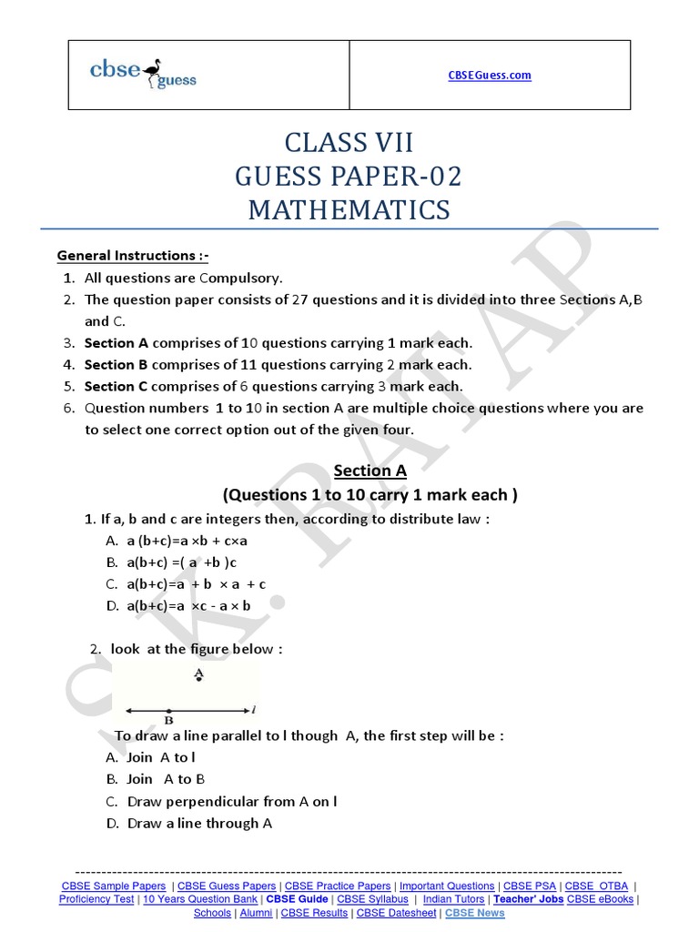 19346class 7 - First Terms - Second Paper | PDF | Angle | Elementary ...