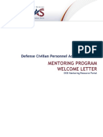 Mentoring Program Welcome Letter: Defense Civilian Personnel Advisory Service