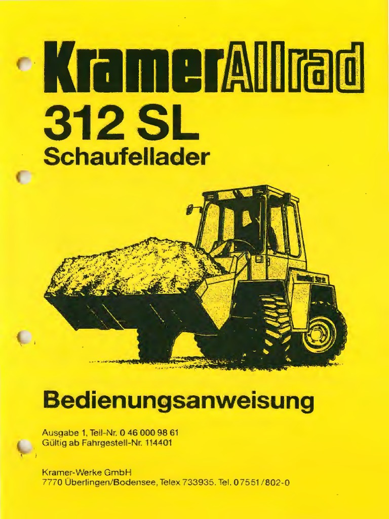 Kramer Allrad 312SL Schaufellader Ersatzteilliste Ersatzteilkatalog 1988 