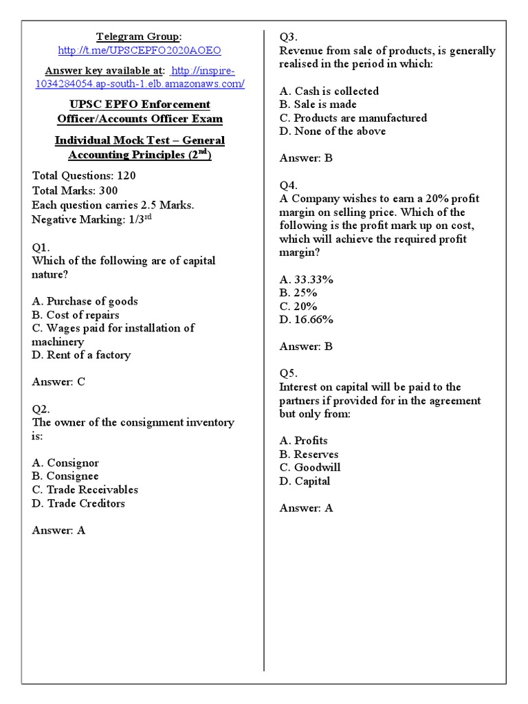 EPFO General Accounting Principles Exam | PDF | Debits And Credits ...