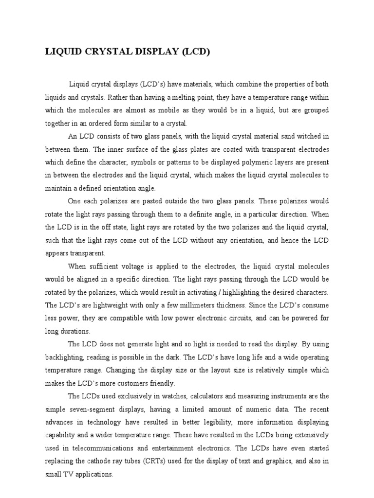 Understanding Liquid Crystal Displays (LCDs) | PDF | Liquid Crystal ...