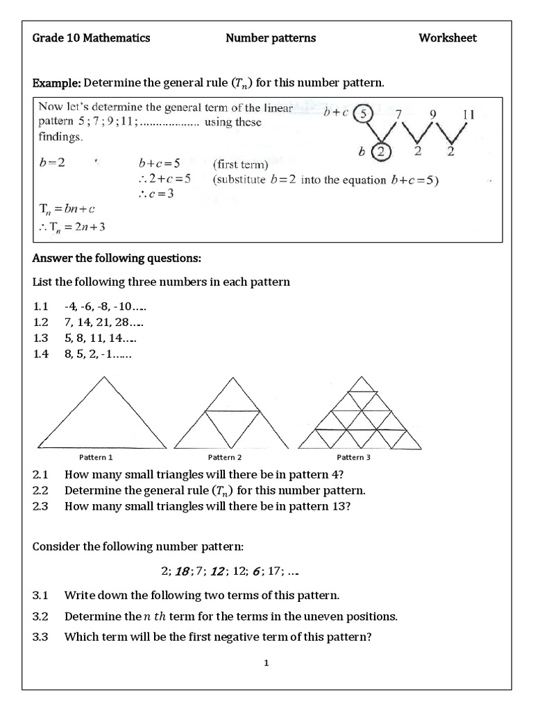 gr 10 number patterns 2020 pdf