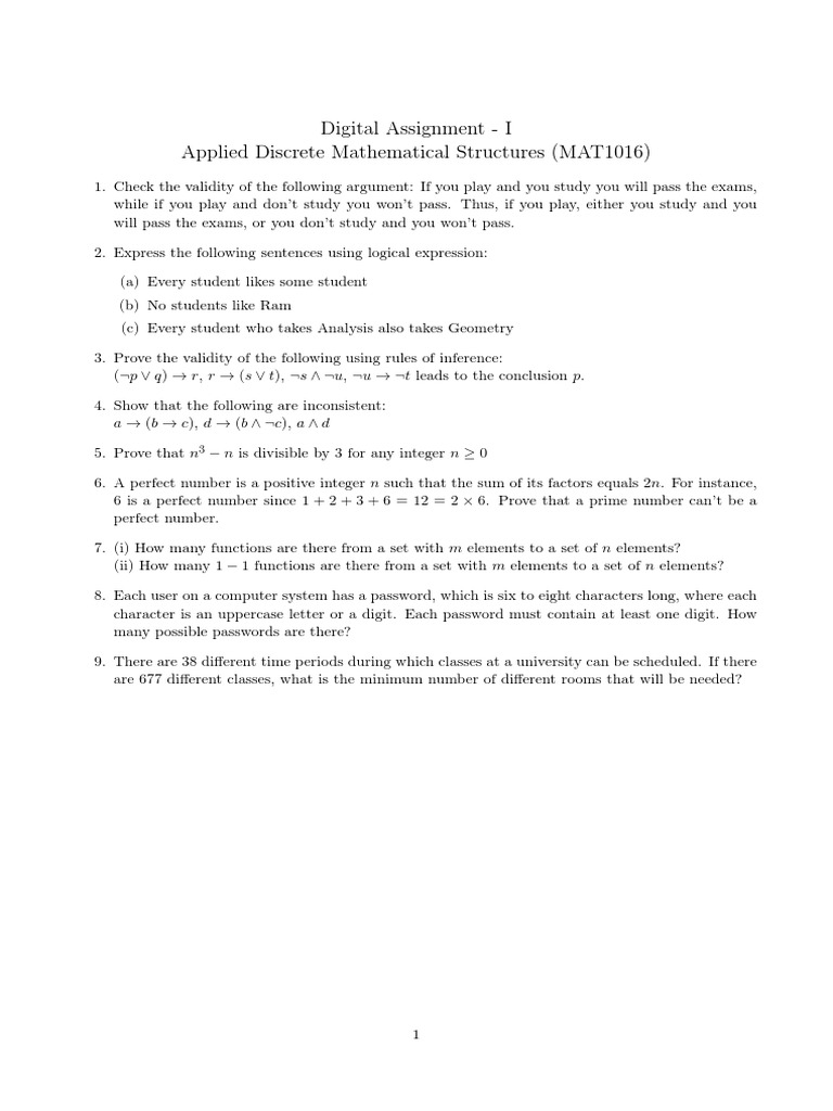 Discrete Math Assignment Solutions | PDF