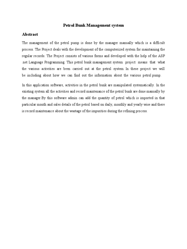 Petrol Bunk Management System PDF Databases Business