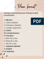 Lesson Plan Format: I. Objectives A. Content Standards B. Performance Standards C. Learning Competencies