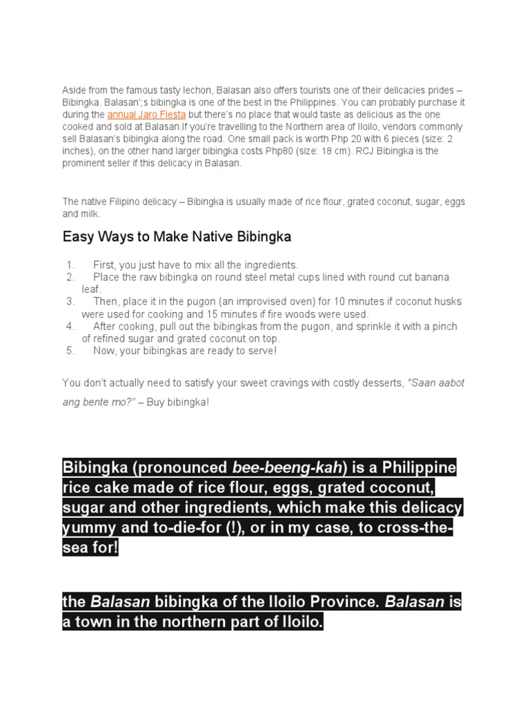 Easy Ways To Make Native Bibingka Annual Jaro Fiesta PDF Food And