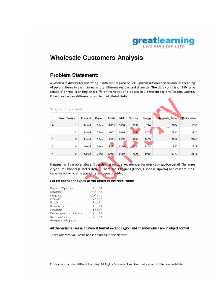 Wholesale Customer Analysis Solution | PDF