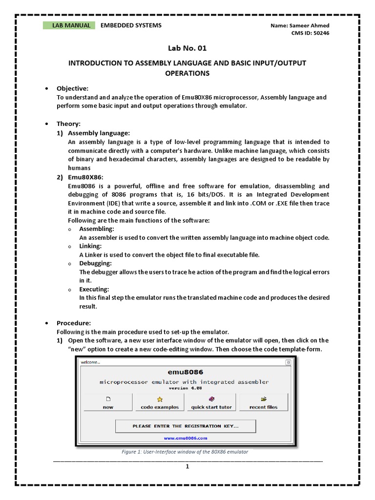 Introduction To Assembly Language and Basic Input/Output Operations ...