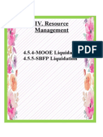 IV. Resource Management: 4.5.4-MOOE Liquidation 4.5.5-SBFP Liquidation