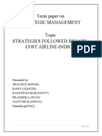 Term Paper On Strategic Management Topic Strategies Followed by Low-Cost Airline-Indigo