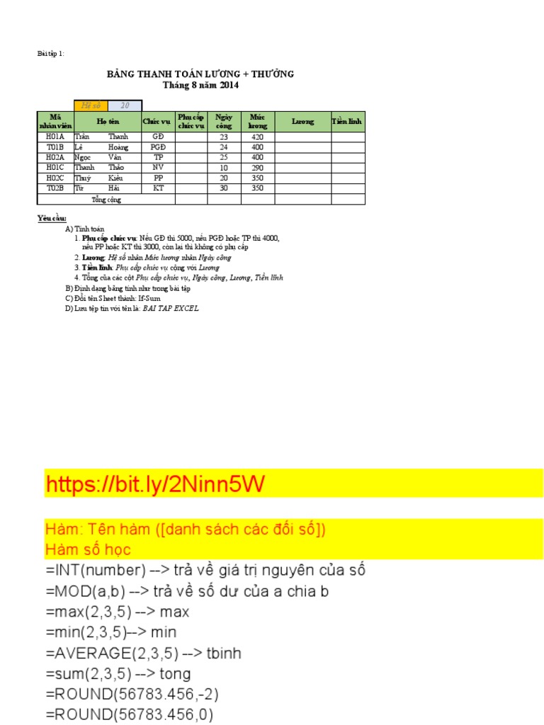 Bai Tap Excel - 2016.10.26 | PDF