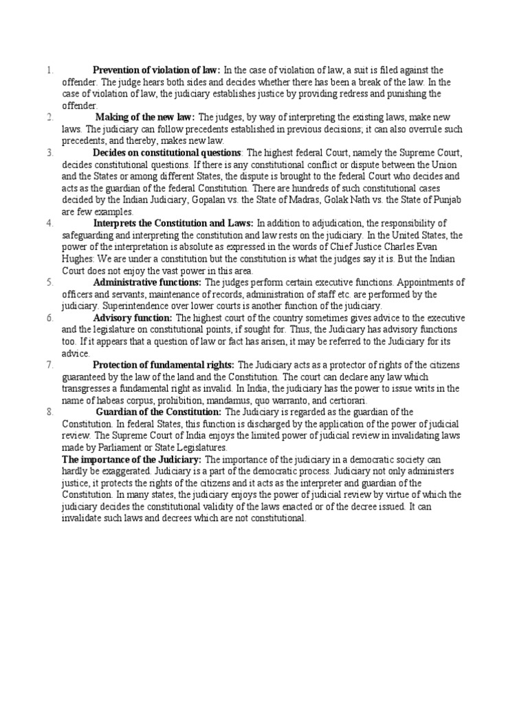Role of Judiciary in Democracy | PDF | Judiciaries | Government Of India