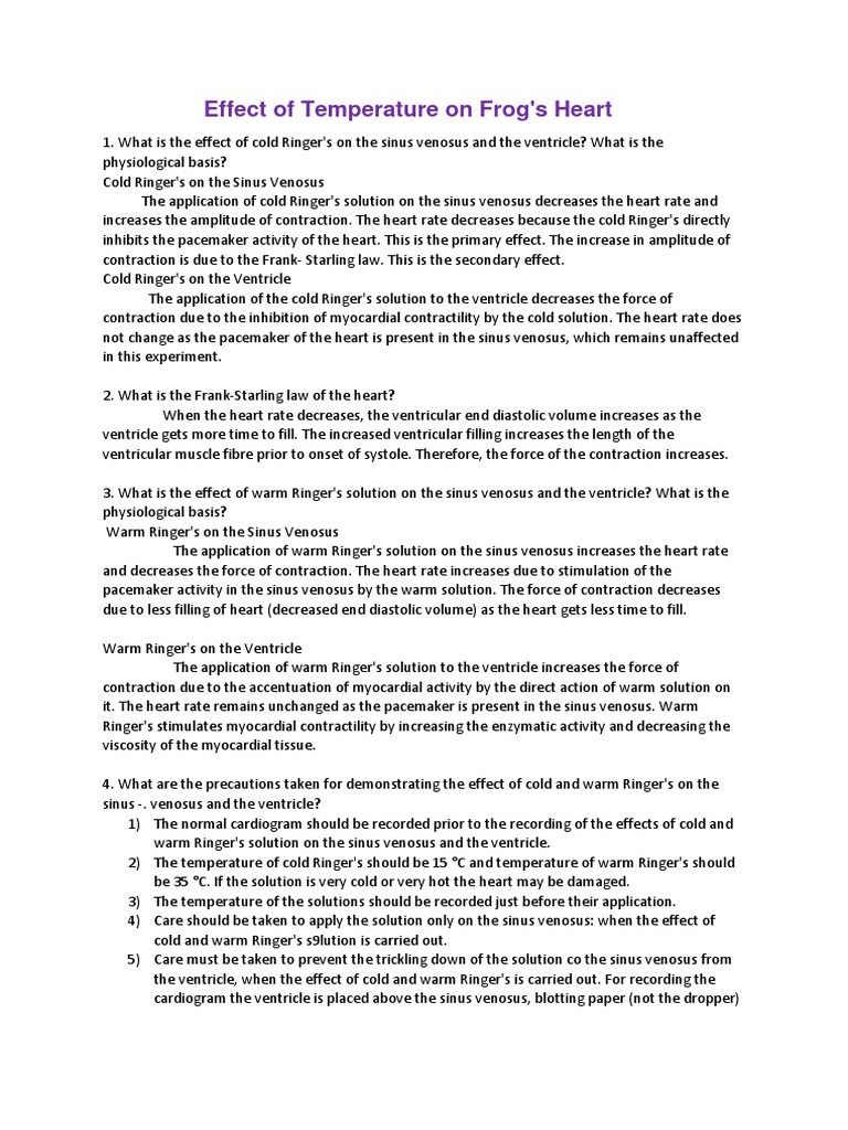 Effect of Temperature On Frog | PDF | Heart | Circulatory System