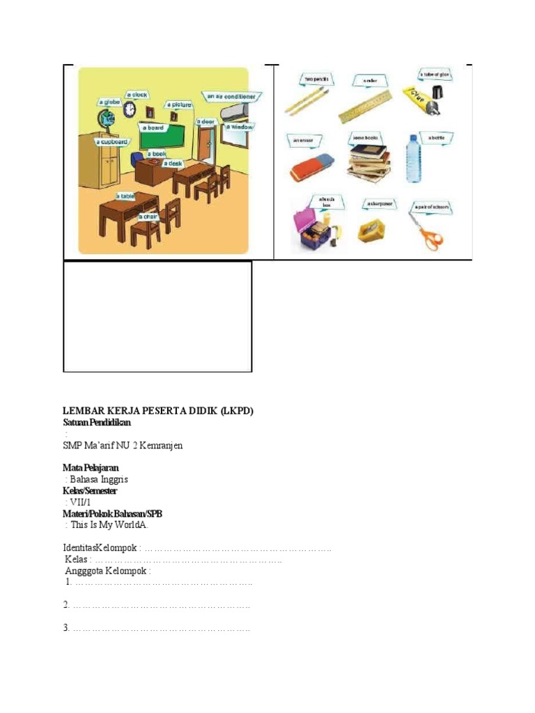 LKPD Things in The Classroom | PDF