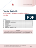 Training Unit Guide: BSBCUS501 - Manage Quality Customer Service