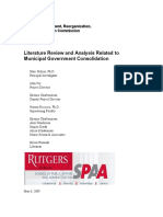 Literature Review and Analysis Related To Municipal Government Consolidation