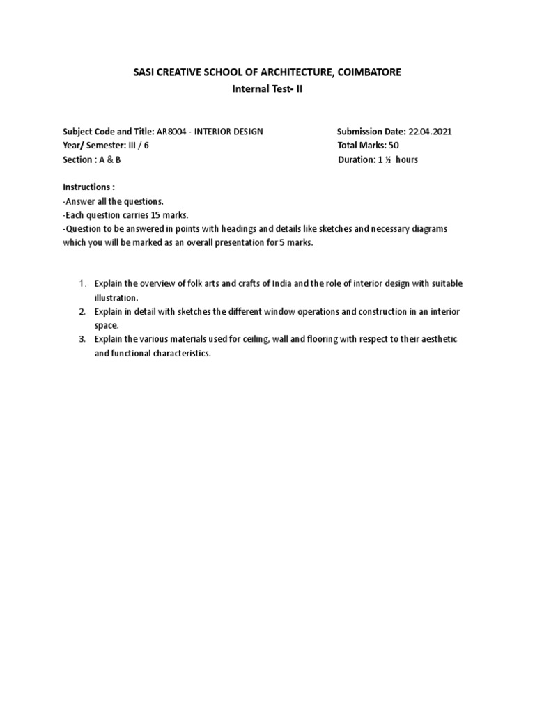 Interior Design Exam: Key Topics | PDF | Art | Computers