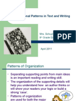 Organizational Patterns in Text and Writing: Mrs. Schuyler 9 Grade English