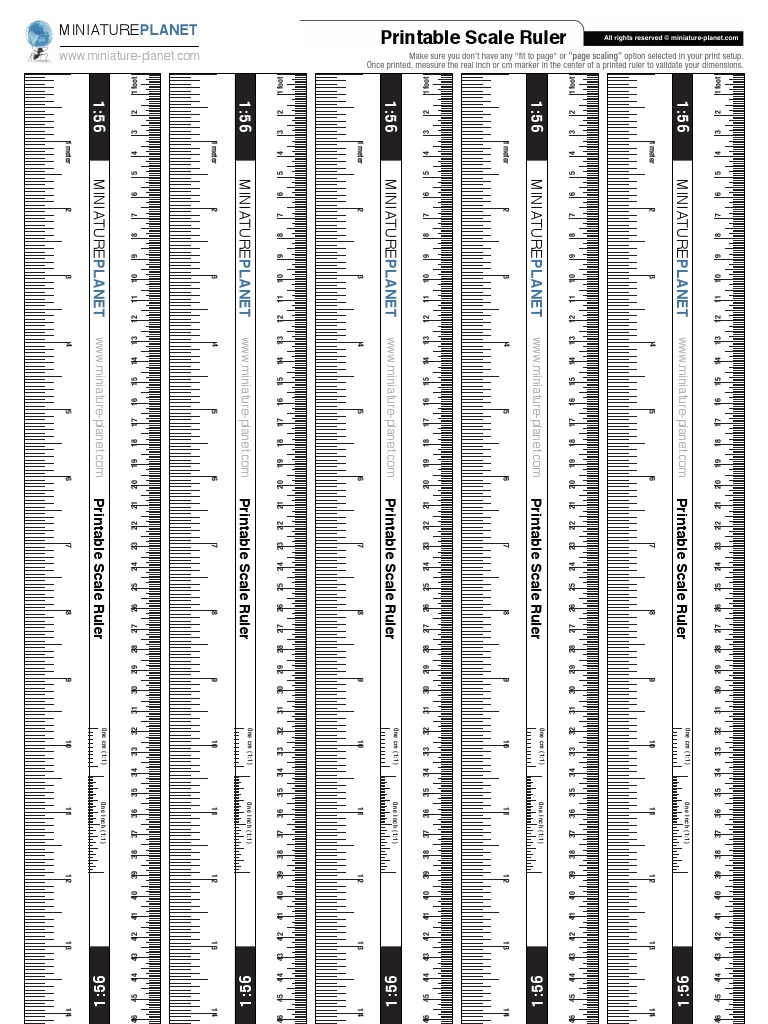 printable scale ruler 1 56 pdf foot unit length