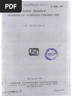 IS 8562-1977-Moisture - CR Ore | PDF