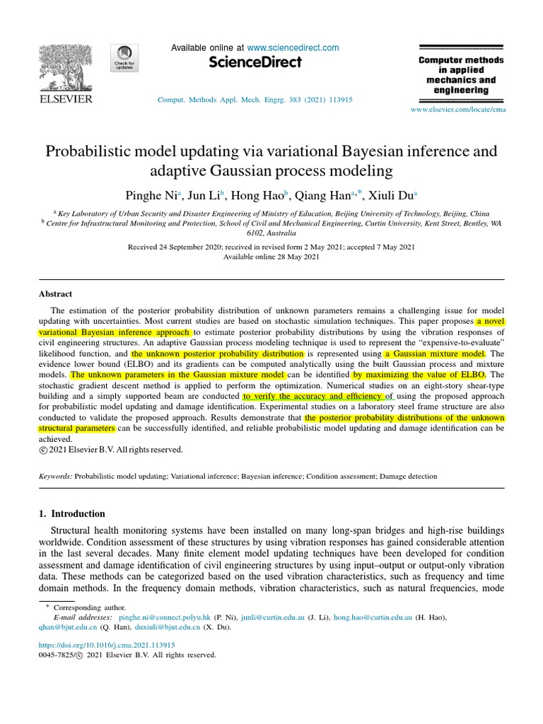 Probabilistic Model Updating Via Variational Bayesian Inference and ...