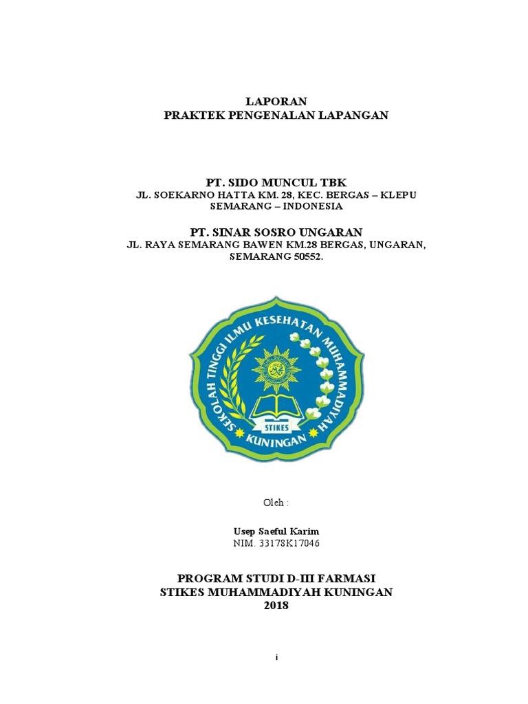 Laporan Praktek Pengenalan Lapangan Farmasi | PDF | Kesehatan Holistik