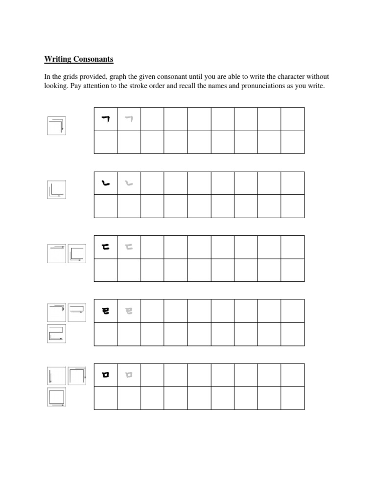 Consonant Writing Practice Grids | PDF | Poetry