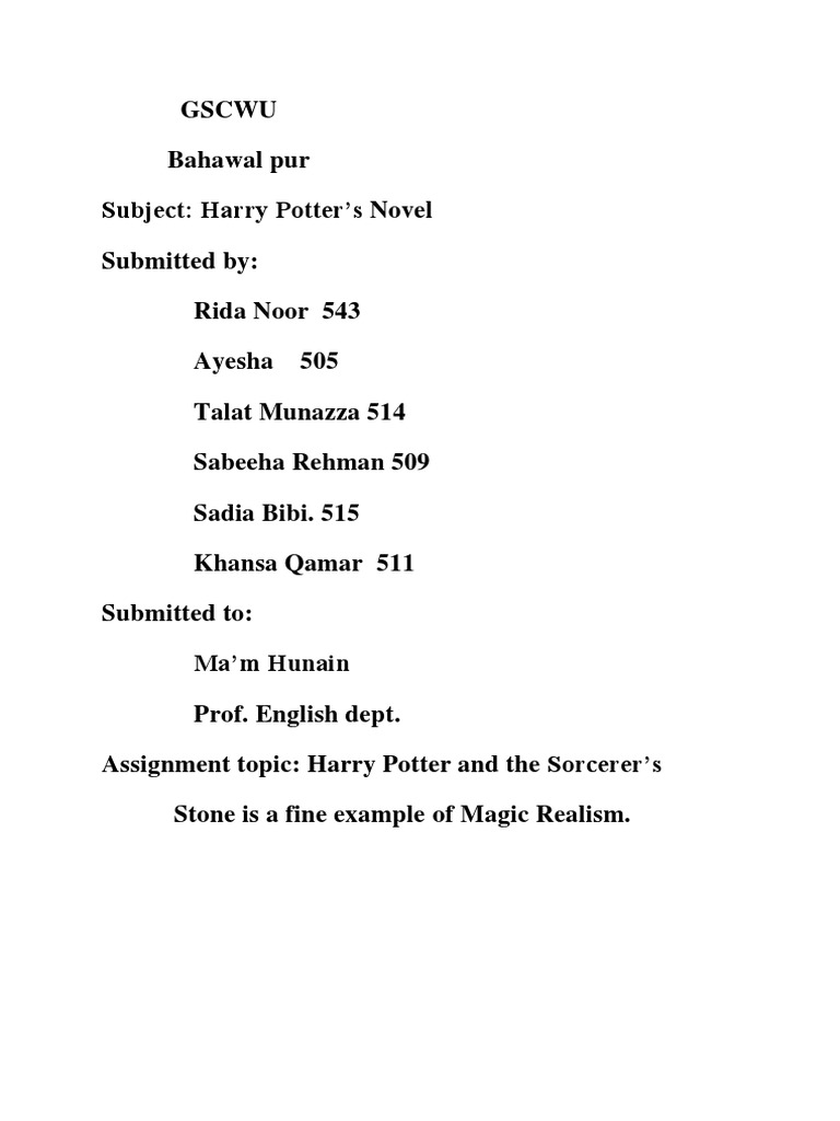 Magic Realism in Harry Potter Download Free PDF Harry Potter