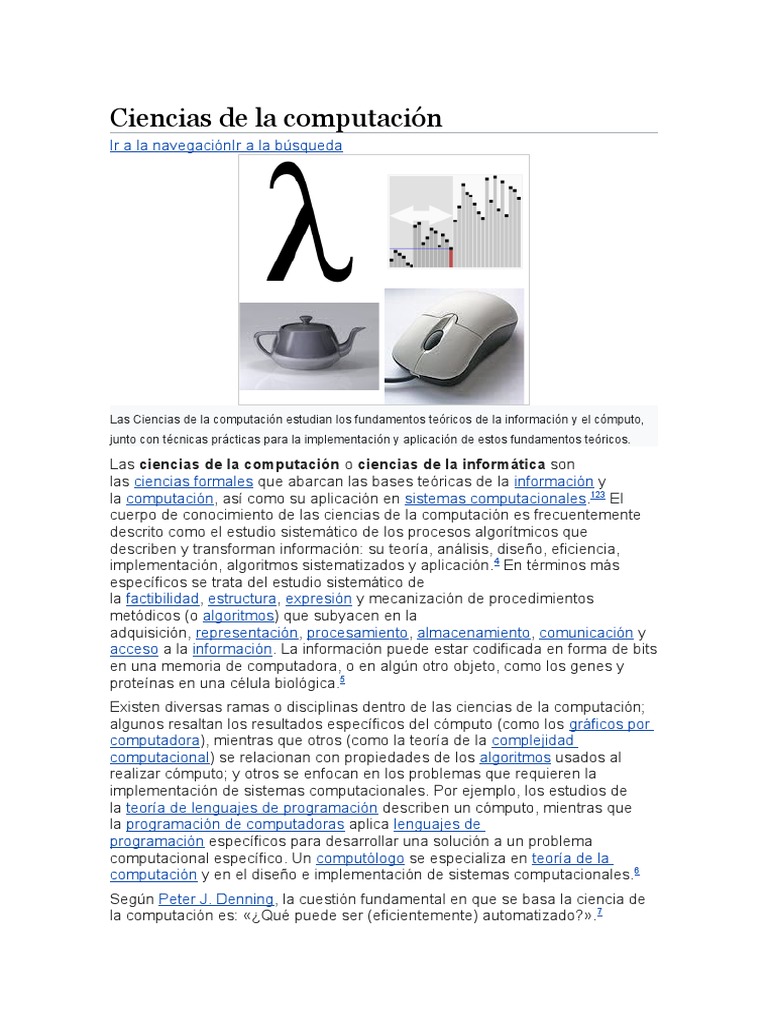 Ciencias de La Computación | PDF | Ciencias de la Computación | Informática